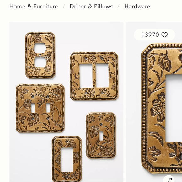 NWT Anthropologie Joan Brass Single Toggle Switch Plate - Picture 4 of 5